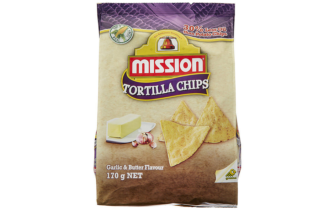 Mission Tortilla Chips, Garlic & Butter Flavour   Pack  170 grams